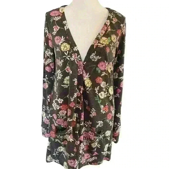 Agnes & Dora™ Essential Cardigan Floral Pop of Pink Size XS (0-2) Lightweight - Picture 3 of 12